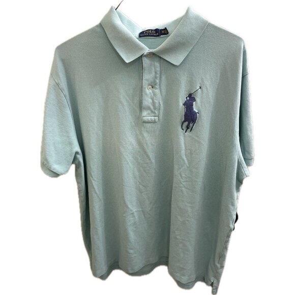 Ralph Lauren Polo Shirt  Seafoam Blue Men’s 2XL 2XB Polo Button Up Big Pony - Picture 1 of 12